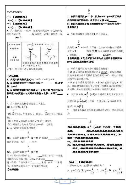 【免费下载】初中数学中考复习题 反函数