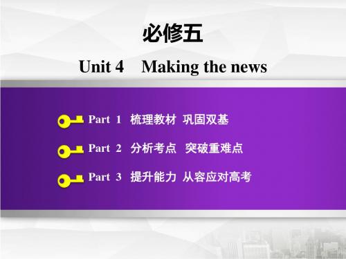 2020版高三英语一轮复习人教版必修五 Unit 4 Making the news