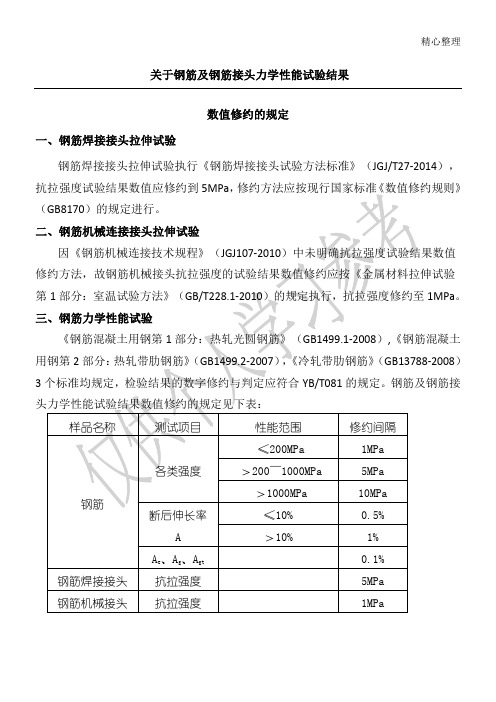 钢筋及钢筋接头试验结果修约的解释