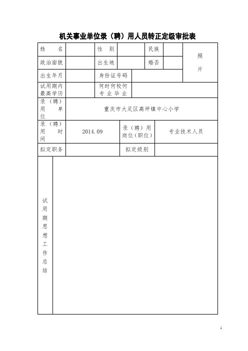 转正定级审批表