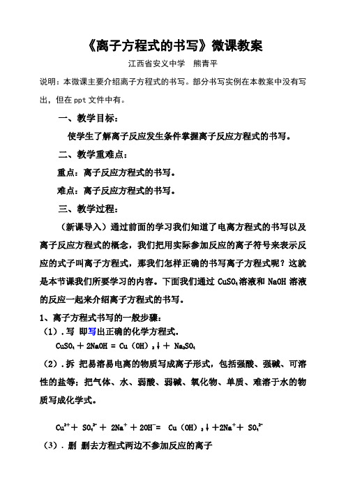 离子方程式的书写教案