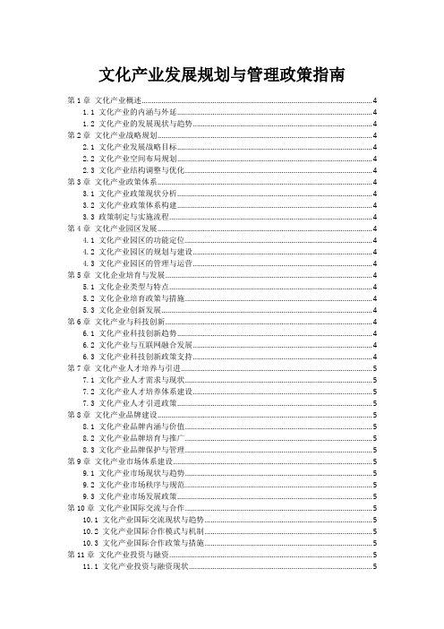 文化产业发展规划与管理政策指南