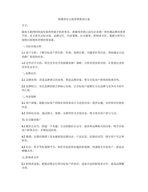 新媒体怎么做营销策划方案