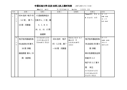 石油大学(北京)本科上机上课时间表 (2003-2004学.