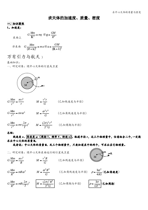 求中心天体的质量与密度