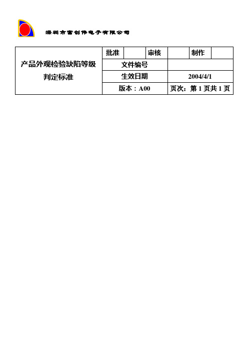 产品外观检验缺陷等级判定标准