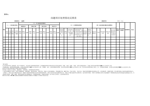 问题项目处理情况反馈表