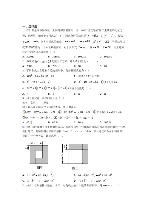 《常考题》初中八年级数学上册第十四章《整式的乘法与因式分解》知识点总结(含答案解析)