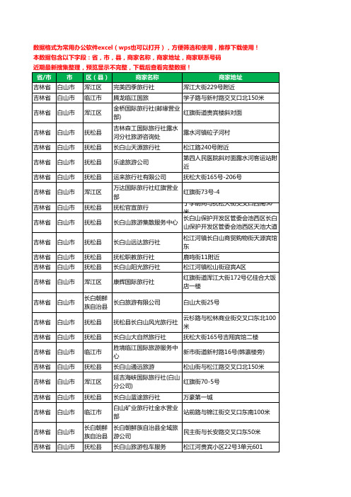 2020新版吉林省白山市旅行社工商企业公司商家名录名单黄页联系电话号码地址大全63家