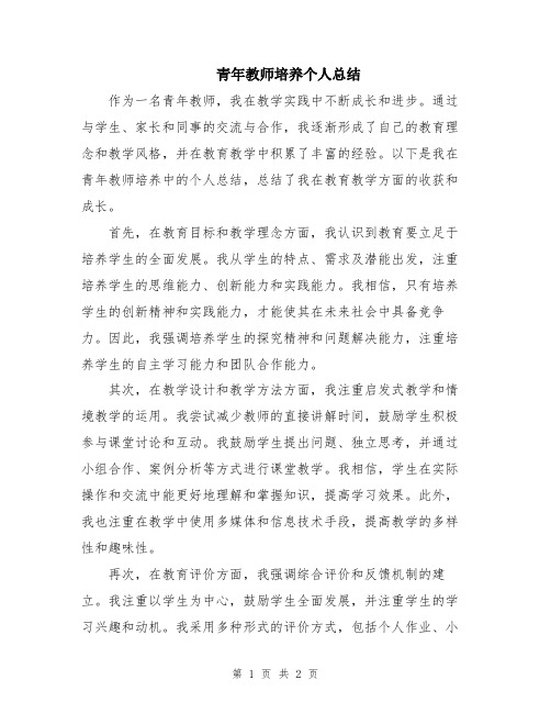 青年教师培养个人总结