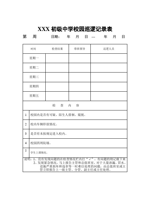 中学校园巡逻记录表