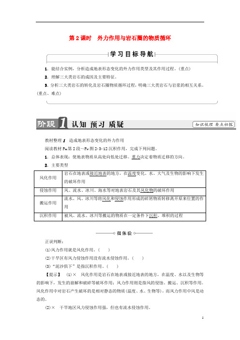 2018版高中地理第2章自然地理环境中的物质运动和能量交换第3节地壳的运动和变化第2课时外力作用与岩