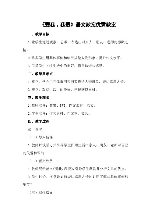 六年级作文《爱我,我爱》语文教案优秀教案