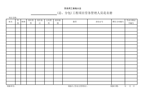 劳务用工表格大全