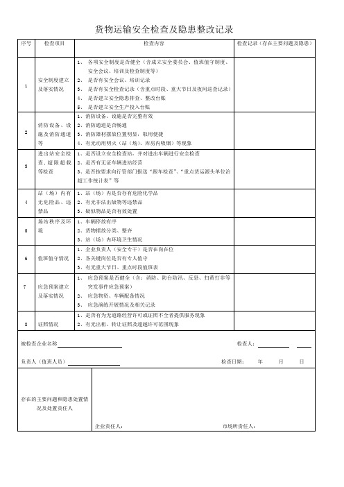 货运(站)场_安全检查及隐患整改记录