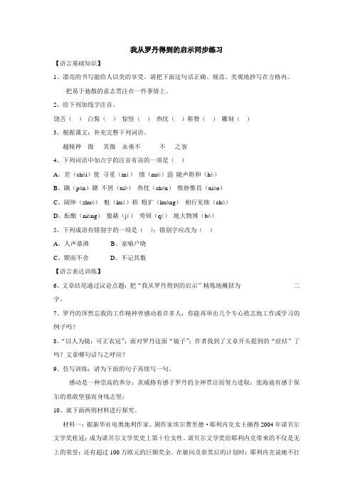 七年级语文上册第13课《我从罗丹得到的启示》同步练习