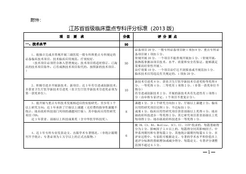 【免费下载】江苏省省级临床重点专科评分标准版