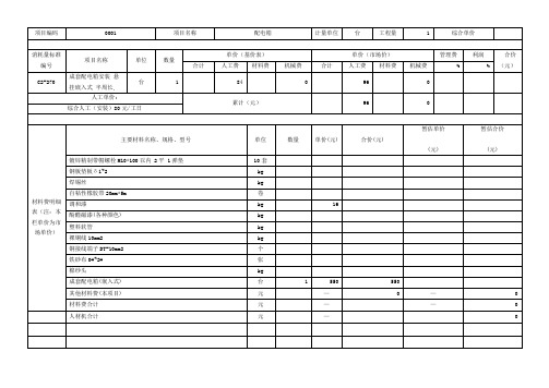 综合单价分析表