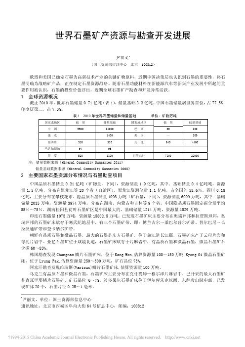 世界石墨矿产资源与勘查开发进展