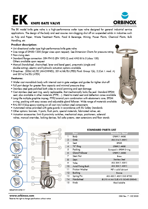 欧比诺克斯 EK 系列刀型闸阀 说明书