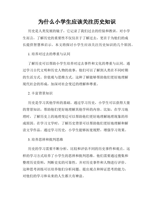 为什么小学生应该关注历史知识