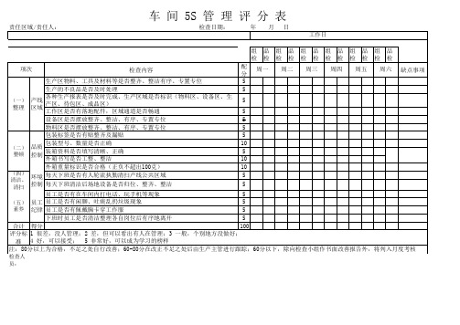 生产车间5S管理评分表