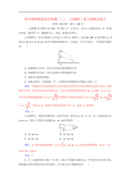 高中物理模块综合检测(二)(含解析)新人教版必修2