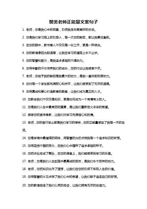 赞美老师正能量文案句子