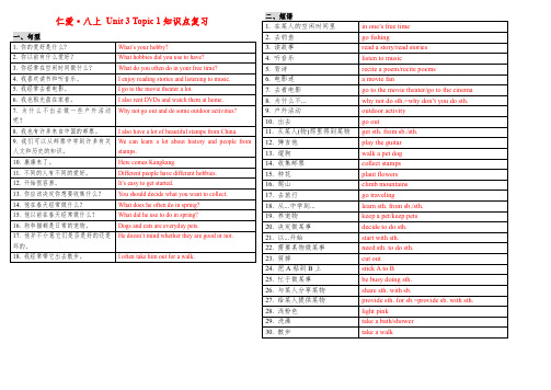 仁爱 八上 Unit 3 Topic 1知识点复习