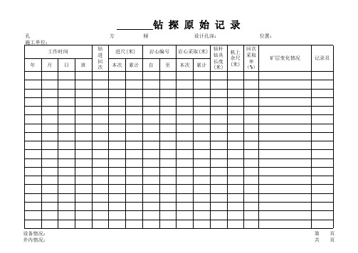 钻探原始记录表