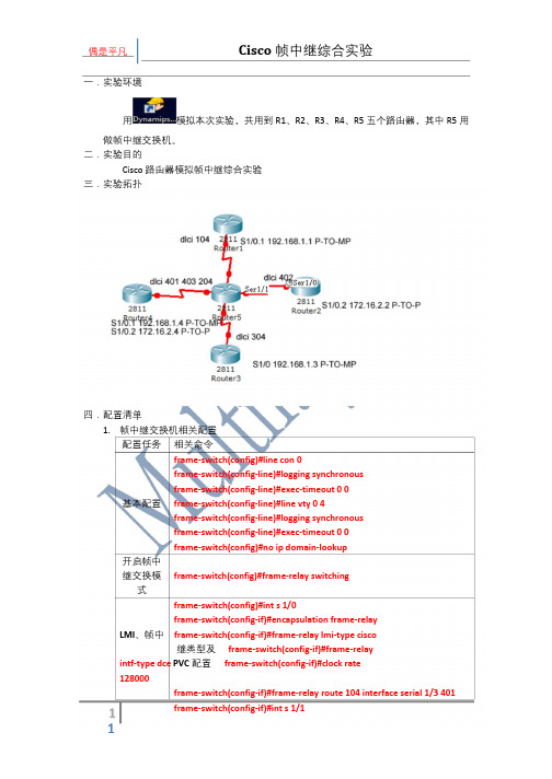 Cisco帧中继综合实验