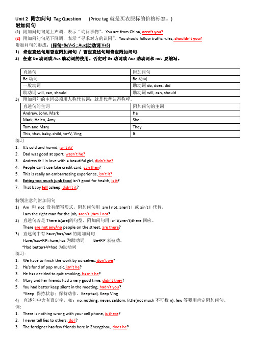 Unit 2 附加问句