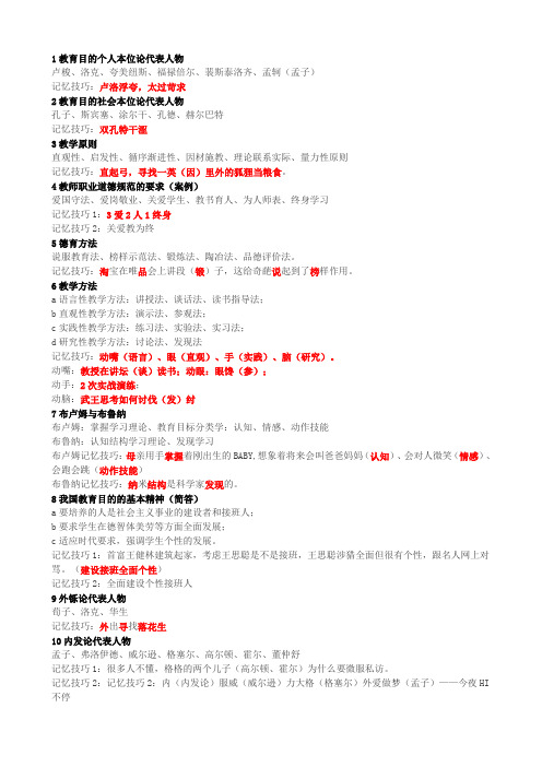 教育学、心理学-记忆口诀2017-2018