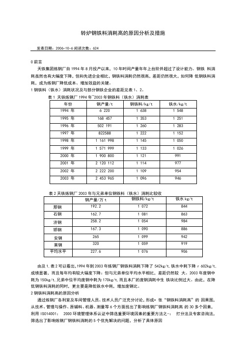 转炉钢铁料消耗高的原因分析及措施