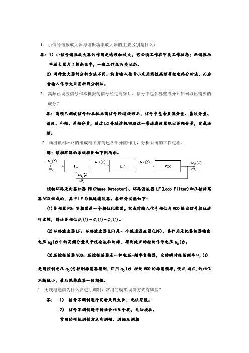 小信号谐振放大器与谐振功率放大器的主要区别是什么