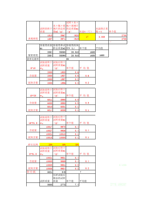 骨料数据自动计算表