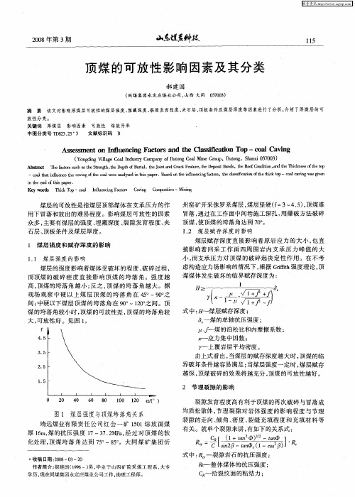 顶煤的可放性影响因素及其分类