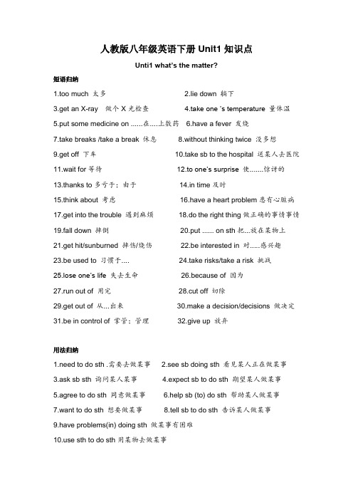 人教版八年级英语下册Unit1知识点