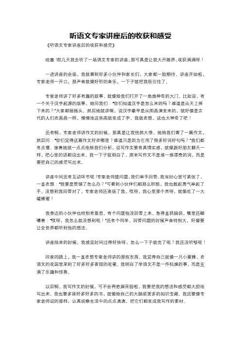 听语文专家讲座后的收获和感受