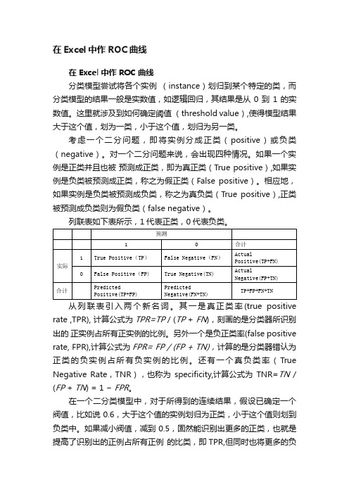 在Excel中作ROC曲线