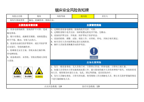 锯床风险告知卡