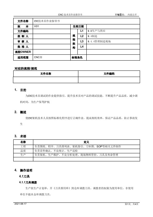 CNC技术员作业指导书[模板]