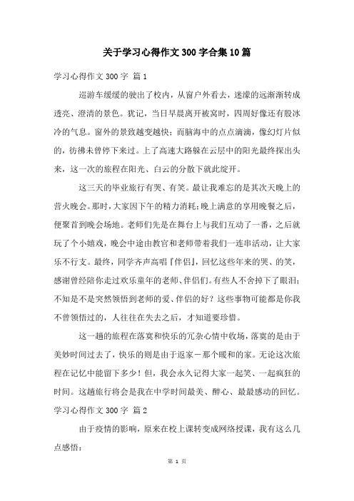 关于学习心得作文300字合集10篇