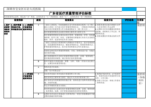 广东省医疗质量评估标准