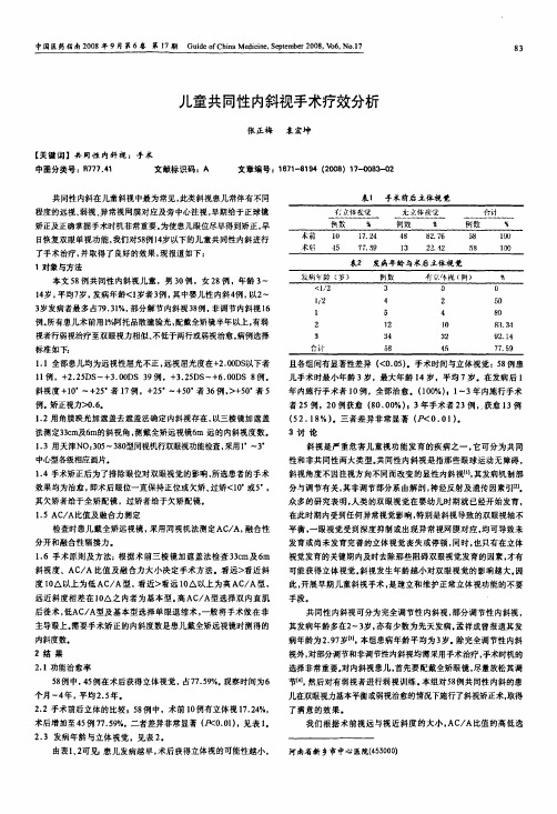 儿童共同性内斜视手术疗效分析