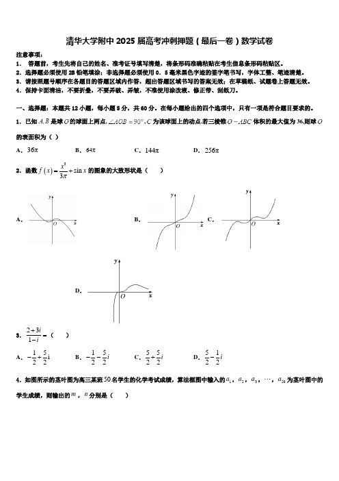 清华大学附中2025届高考冲刺押题(最后一卷)数学试卷含解析