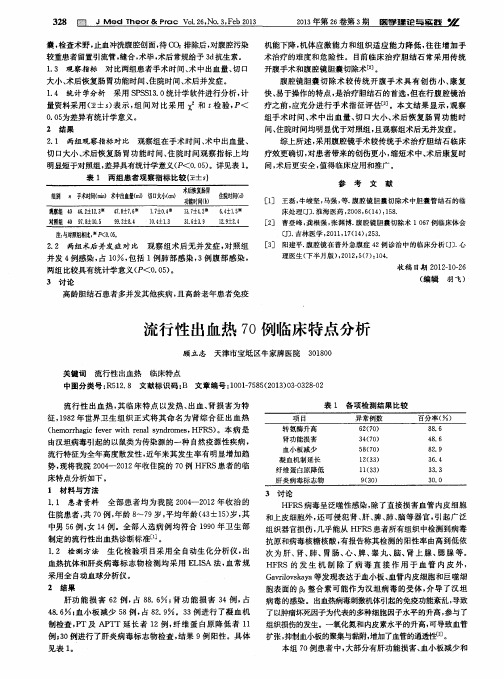 流行性出血热70例临床特点分析