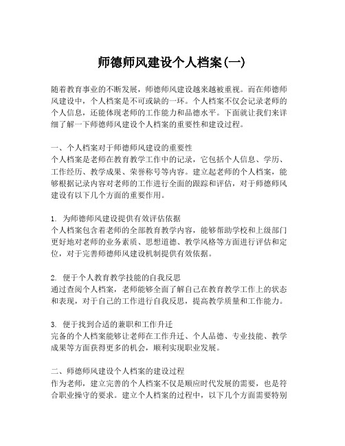 师德师风建设个人档案(一)