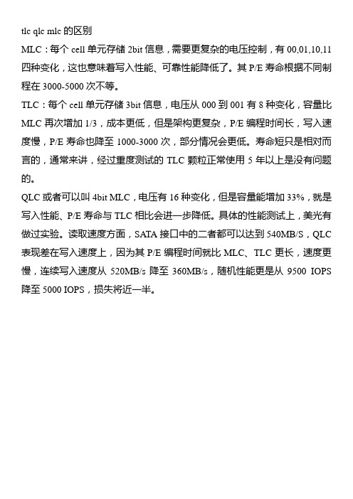 tlc qlc mlc的区别