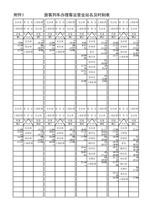 北京铁路局2016年1月10日调图时刻表